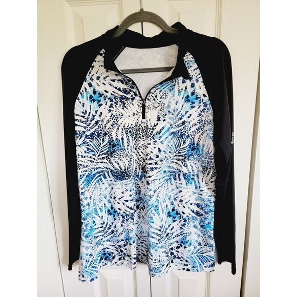 Reel Legend L Tec Performance Shirt Size Large Blue White‎ Black L/S Fishing - Picture 1 of 8